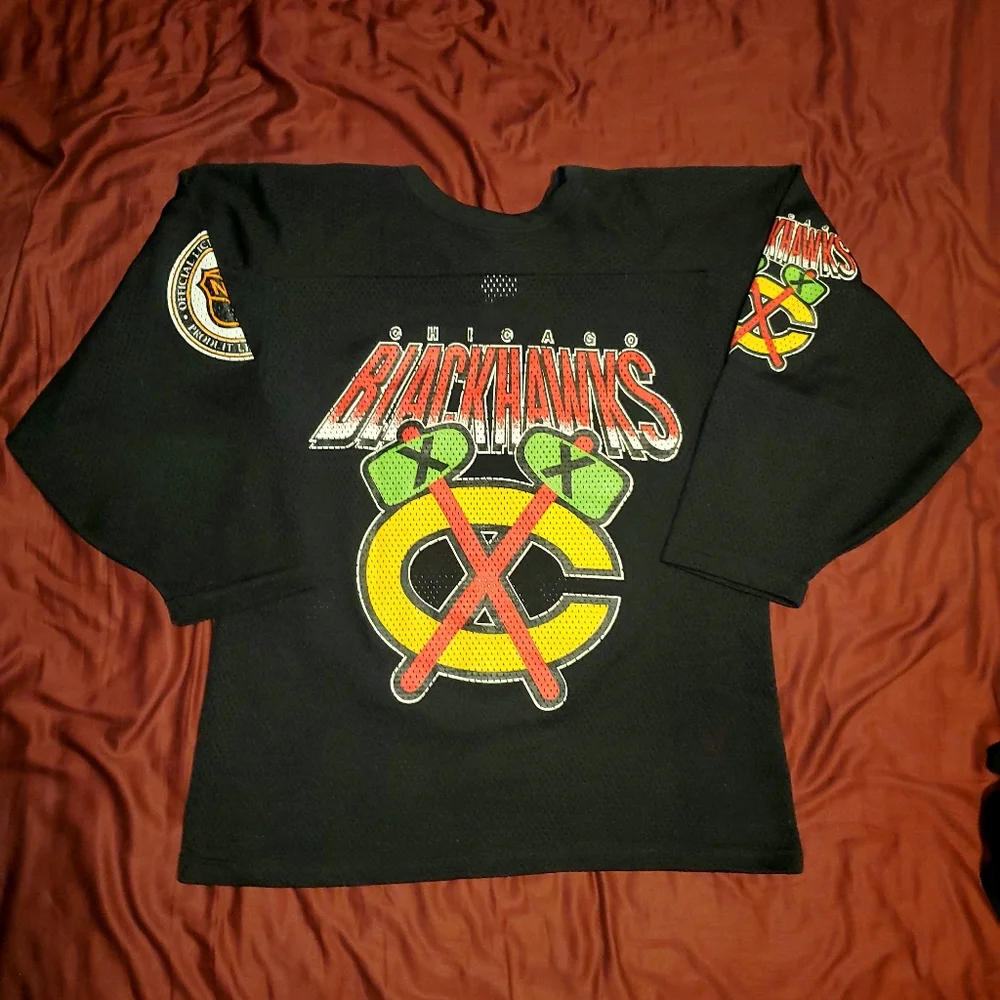 Vintage Chicago Blackhawks CCM Maska Mesh Fashion Jersey - Picture 2 of 9